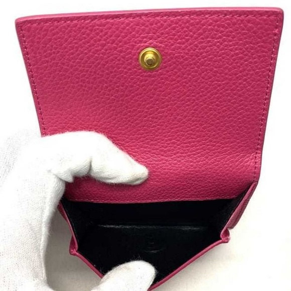 🦋YSL •Saint Laurent Trifold Compact Mini Wallet Pink Leather - Picture 7 of 13